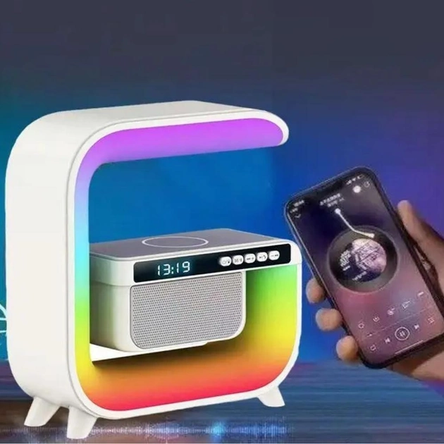 Настольная смарт лампа-ночник G-Smart RGB G3 Light Sound Machine с беспроводной зарядкой Bluetooth-колонкой - изображение 5
