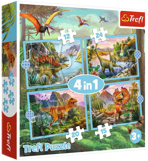 Набір пазлів Trefl 4в1 Унікальні динозаври 35-48-54-70 елементів (5900511346091) - зображення 1