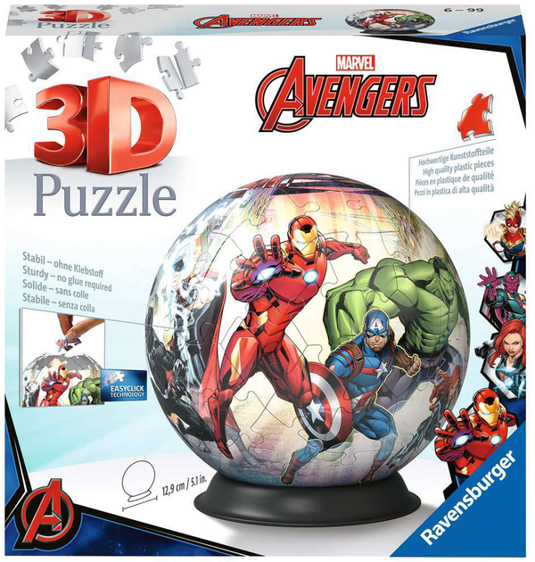 3D Puzzle Ravensburger Kula Marvel Avengers 72 elementy (4005556114962) - obraz 1