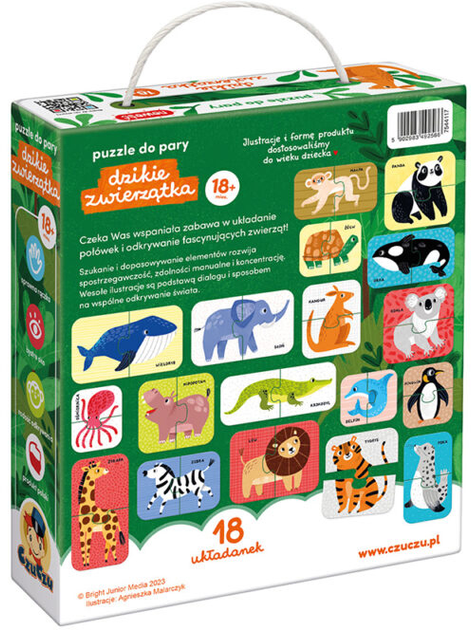 Puzzle do pary CzuCzu Dzikie zwierzęta 36 elementów (5902983492566) - obraz 2