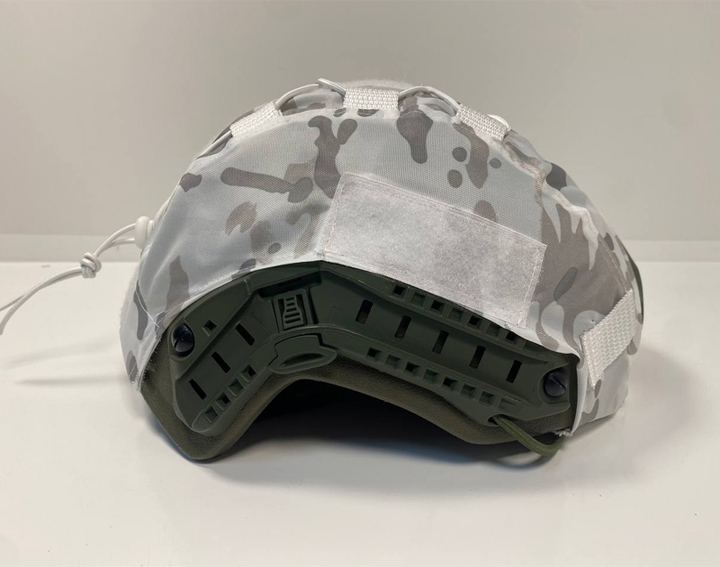 Кавер на каску FAST M-KET Белый камуфляж ВСУ военный чехол на шлем с резинкой боковыми стропами и липучками для шевронов универсальный размер L-XL - изображение 1