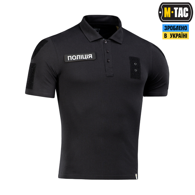 Поло M-TAC Поліція зі світловідбиваючим написом і патчем 65/35 Black Size L - зображення 1