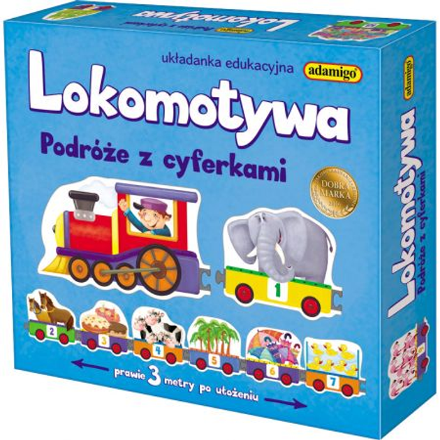 Навчальний пазл Adamigo Локомотив Подорож із цифрами 24 x 22 см 21 деталей (5902410007202) - зображення 1