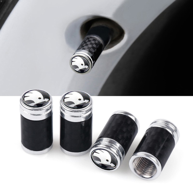 Ковпачки на ніпель для Шкода Alitek Premium Carbon Silver Skoda (4 шт) (67490) - зображення 2
