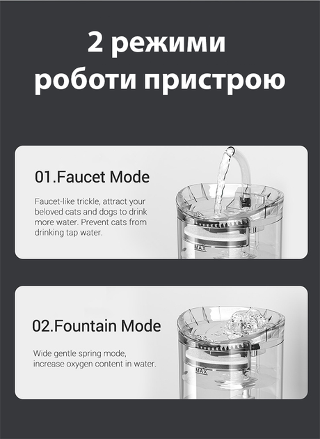 Поїлка-фонтан для котів та собак WF060 2л з датчиком руху та автоматичним відключенням - Фото 8 Поїлка-фонтан для котів та собак WF060 2л з датчиком руху та автоматичним відключенням - зображення 8