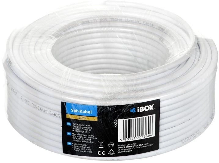 Kabel koncentryczny iBOX IKK50 50 m White (5901443053606) - obraz 1