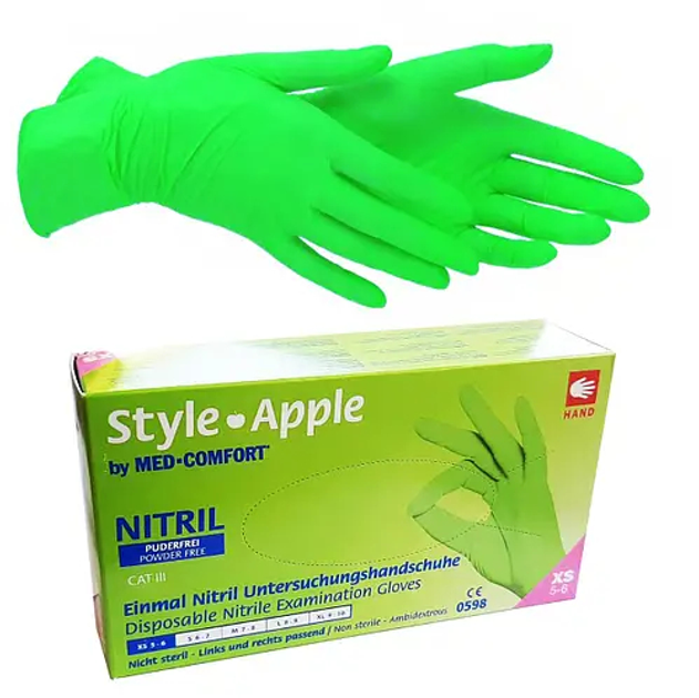 Рукавички нітрилові AMPRI Nitrile Style,100 шт., Apple. Розмір S - изображение 2