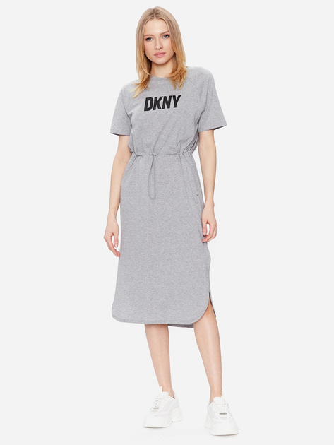 Damska sukienka-koszulka midi letnia DKNY DKNYP1BD7EGQ-V5L L Szara (794278735329) - obraz 1