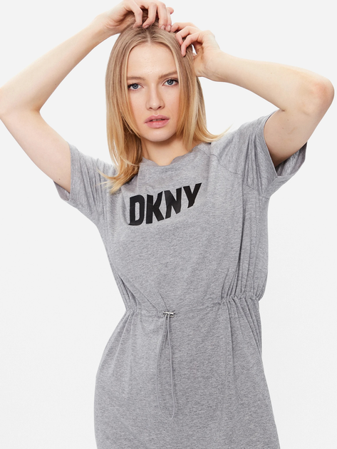 Плаття-футболка міді літнє жіноче DKNY DKNYP1BD7EGQ-V5L L Сіре (794278735329) - зображення 4