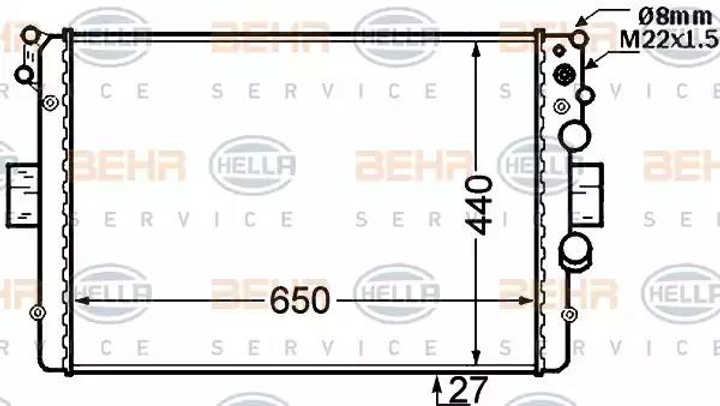 Радиатор охлаждения двигателя Behr/Hella IVECO DAILY III 2.8, 97-09, 99488591, 504008108, 99487905 (8MK 376 724-561) - изображение 1