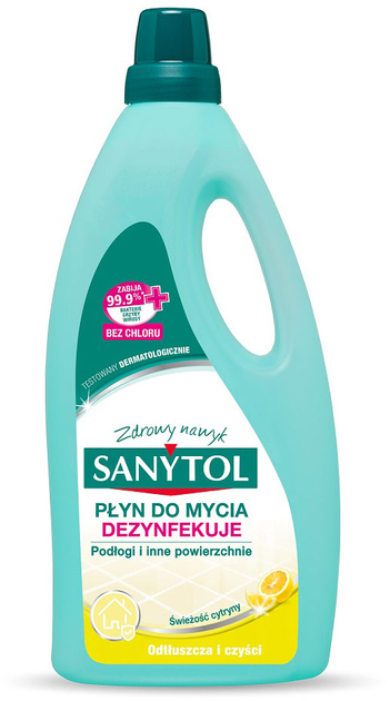 Засіб для миття підлог Sanytol Zdrowy nawyk універсальний та дезінфекційний з ароматом лимона та оливкового листя 1000 мл (3045206312226) - зображення 1