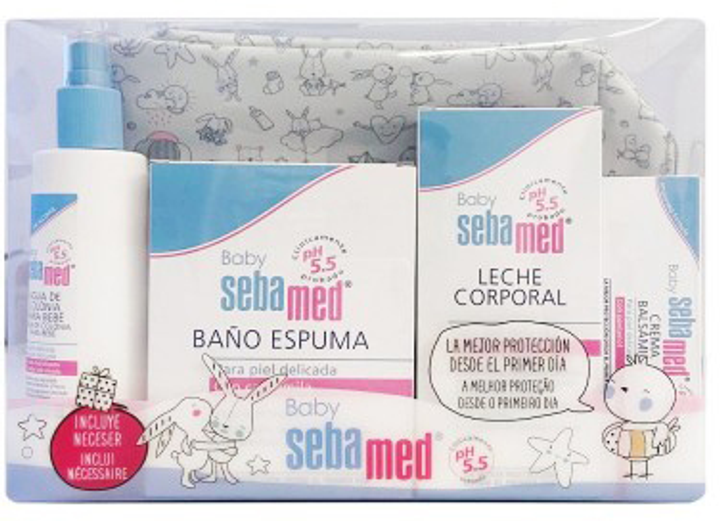 Набір Sebamed Sebamed Unisex Unisex Baby Layette Пінистий гель для ванни 200 мл + Молочко для тіла 200 мл + Розгладжувальний крем 50 мл + Одеколон 250 мл (8431166242713) - зображення 1