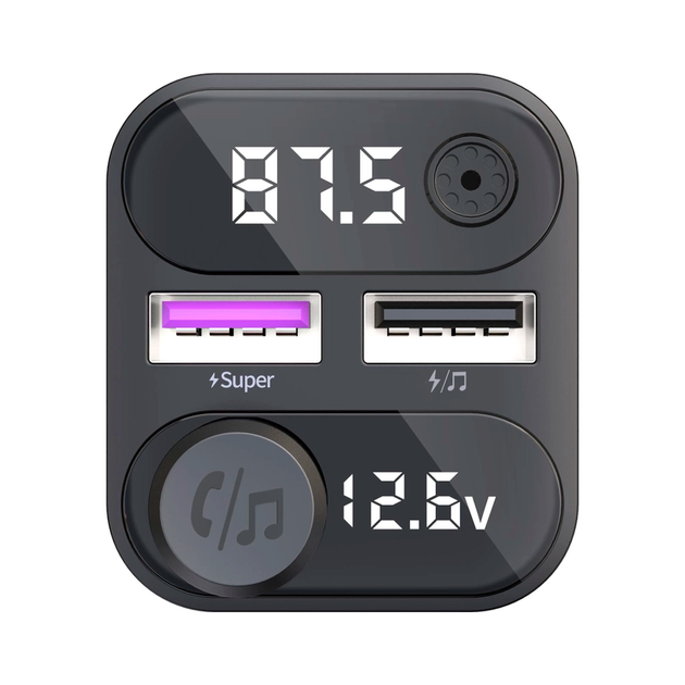 Автомобильный FM ФМ модулятор Terra С37, Bluetooth 5.0, трансмиттер, вольтметр, быстрая зарядка QC3.0 - изображение 3