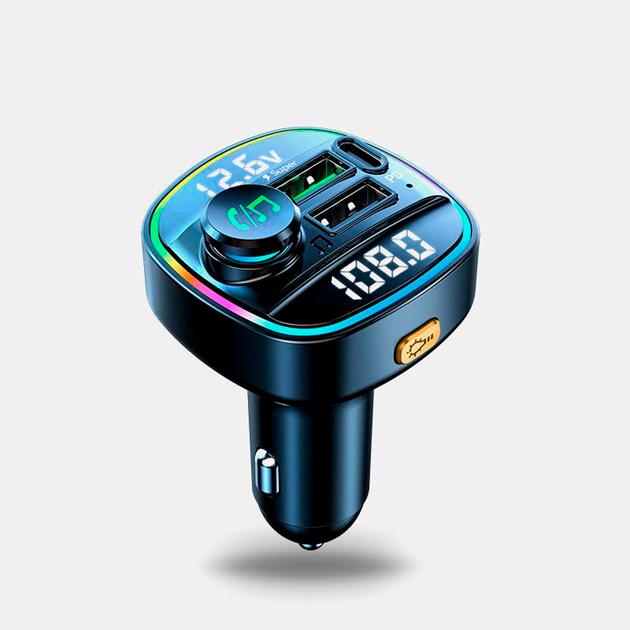 Автомобильный FM ФМ модулятор Terra С22, Bluetooth 5.0, трансмиттер, вольтметр, быстрая зарядка QC3.0 - изображение 2
