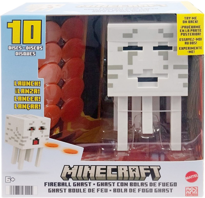 Фігурка Гаста з 10 стріляючими дисками Mattel Minecraft Fireball Ghast Figure with 10 Shooting Discs (0194735089260) - зображення 1