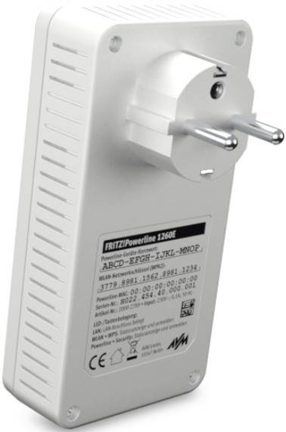 Adapter AVM FRITZ!Powerline 1260E 1200Mbit/s Wbudowane połączenie Ethernet WLAN Biały 1 szt. pojedyncza (20002789) - obraz 7