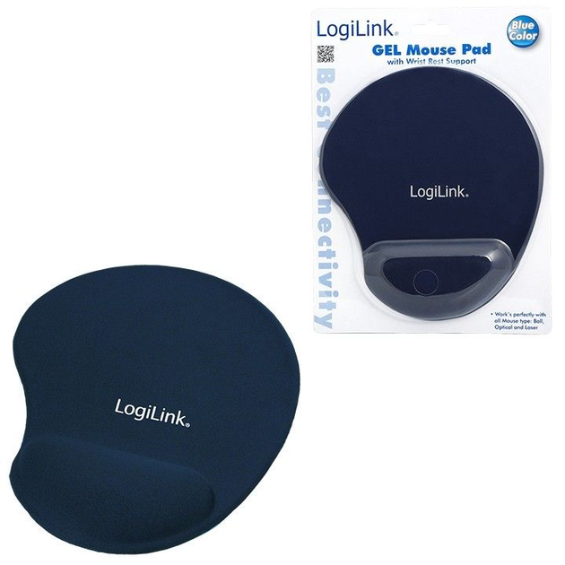 Килимок для миші з подушкою під зап'ястя LogiLink GEL Mouse Pad Blue (ID0027B) - зображення 3