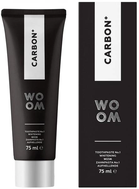 Pasta do zębów Woom Carbon+ wybielająca czarna z węglem aktywnym 75 ml (8420075180322) - obraz 1