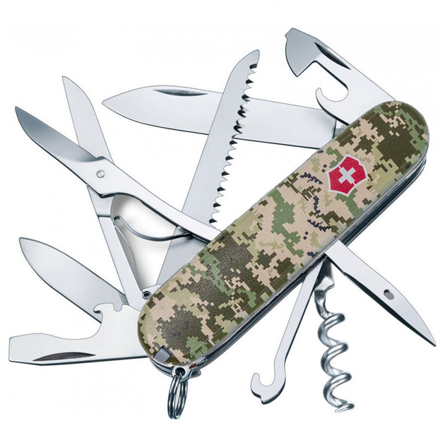 Нож Victorinox Huntsman Army 91 мм Піксель + Лого (1.3713.3_W3941p) - изображение 2