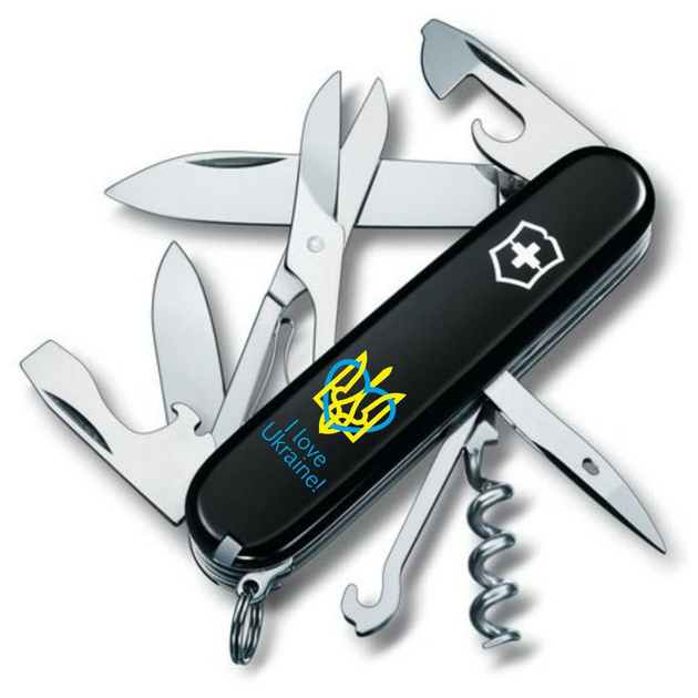 Нож Victorinox Climber Ukraine Тризуб із серцем (1.3703.3_T1310u) - изображение 1