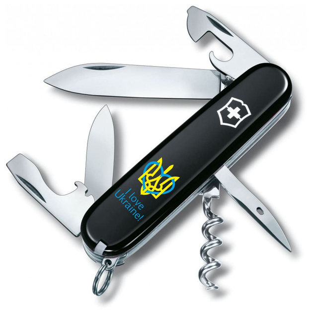 Нож Victorinox Spartan Ukraine 91 мм Чорний Тризуб із серцем + I love Ukraine (1.3603.3_T1310u) - изображение 1