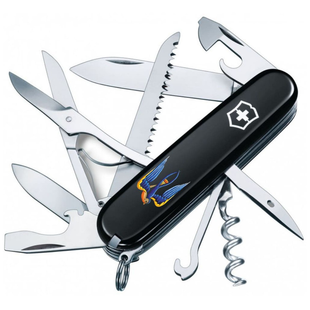 Нож Victorinox Huntsman Ukraine 91 мм Чорний Тризуб-Ластівка (1.3713.3_T1230u) - изображение 1