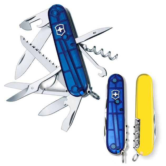 Нож Victorinox Huntsman Ukraine 91 мм Синьо-прозорий/Жовтий (1.3713.T2.8) - изображение 1