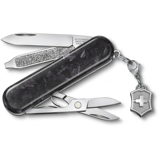Нож Victorinox Classic SD Brilliant Carbon + брелок-лого (0.6221.90) - изображение 1
