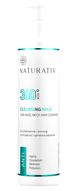 Рідина для зняття макіяжу з обличчя, шиї та декольте Naturativ 360 AOX Cleansing Milk For Face Neck & Cleavage 250 мл (5906729774732) - зображення 1