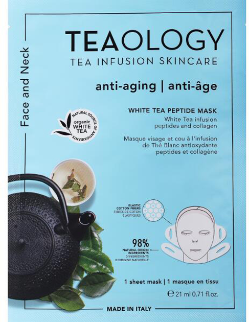 Biocelulozowa maska do twarzy i szyi Teaology z peptydami białej herbaty 21 ml (8050148500902) - obraz 1