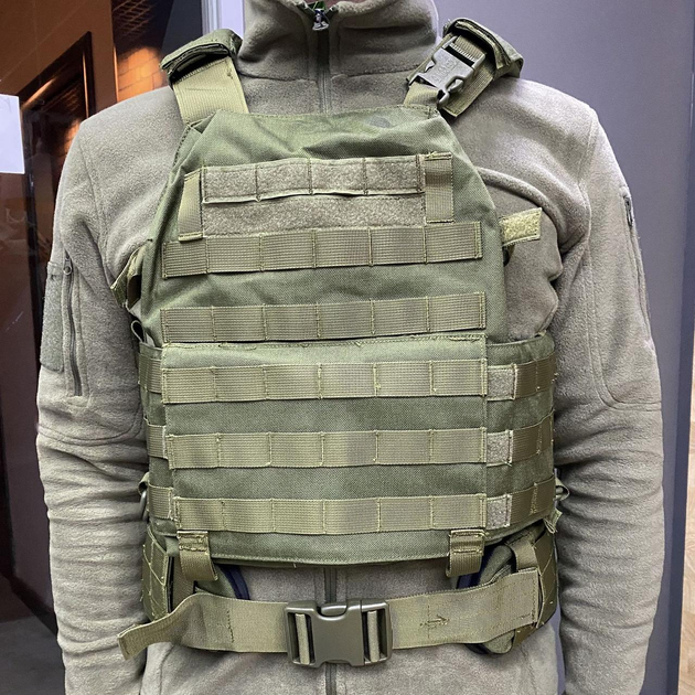 Плитоноска / жилет тактичний Defcon5 Carrier Vest з поясом, Олива, на Моллі - зображення 1