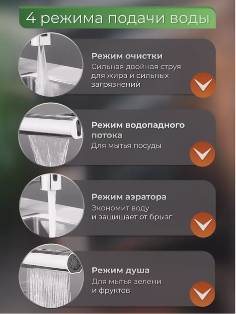 аэратор на смеситель, насадка на кран SHOWER HEAD AND527 серебристый, для экономии воды - изображение 2