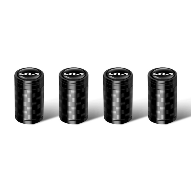 Ковпачки на ніпель для Кіа Carbon Style Black Kia New logo, 4 шт (67548) - зображення 2