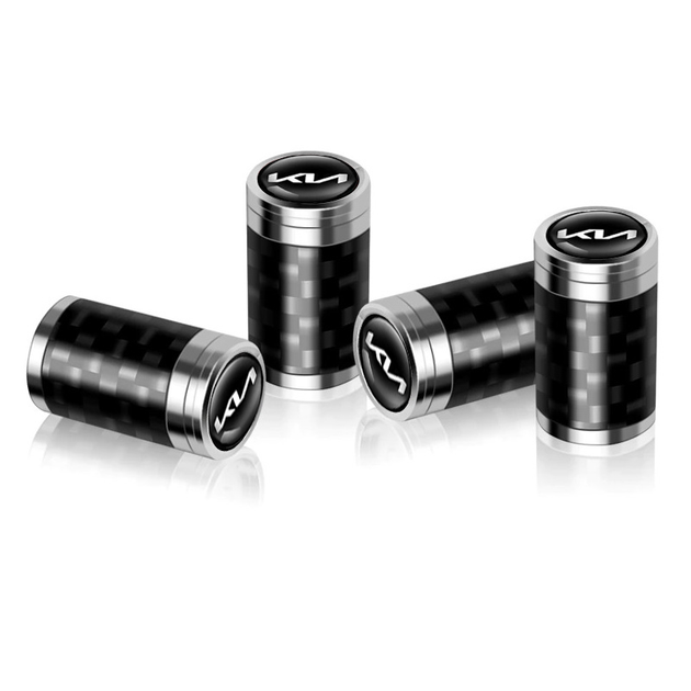 Ковпачки на ніпель для Кіа Carbon Style Silver Kia New logo (4 шт) (67507) - Фото 1 Ковпачки на ніпель для Кіа Carbon Style Silver Kia New logo (4 шт) (67507) - зображення 1