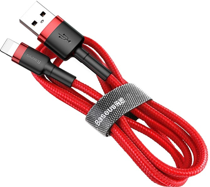 Kabel Baseus Cafule Cable USB for IP 2.4 A 1 m Red (CALKLF-B09) - obraz 1