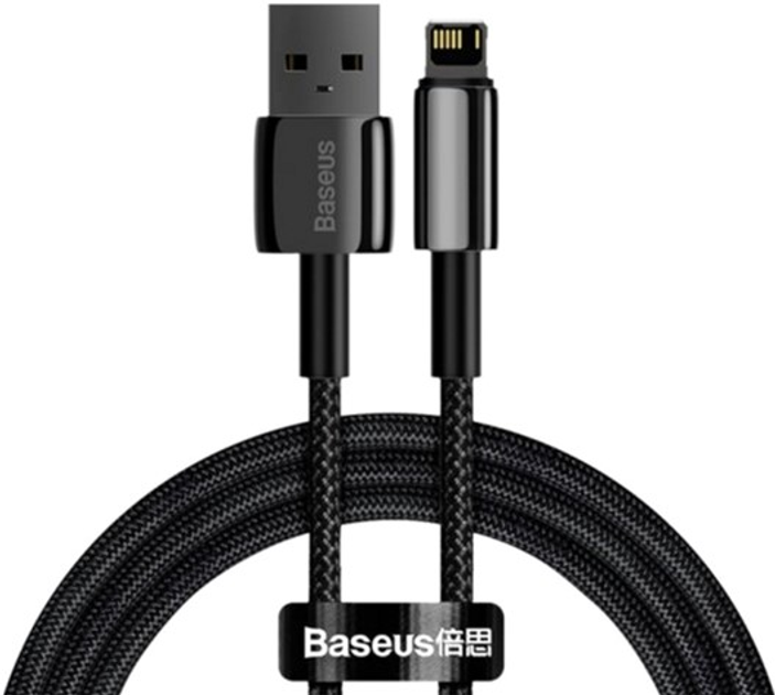 Kabel Baseus Tungsten Gold Fast Charging Data Cable USB to iP 2.4 A 2 m Black (CALWJ-A01) - obraz 1