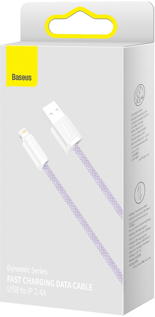 Кабель Baseus Dynamic Series Fast Charging Data Cable USB to iP 2.4 A 1 м Purple (CALD000405) - зображення 2