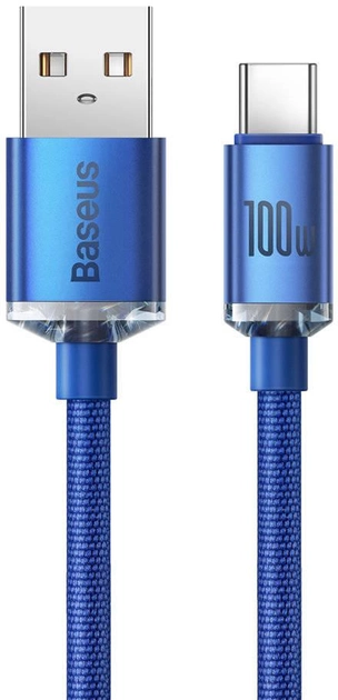 Кабель Baseus Crystal Shine Series Fast Charging Data Cable USB to Type-C 100 Вт 2 м Blue (CAJY000503) - зображення 2