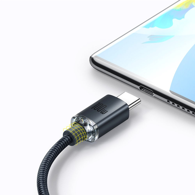 Kabel Baseus Crystal Shine Series Fast Charging Data Cable USB to Type-C 100 W 2 m Black (CAJY000501) - obraz 5