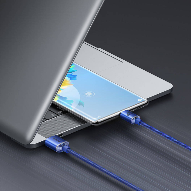 Kabel Baseus Crystal Shine Series Fast Charging Data Cable USB to Type-C 100 W 2 m Blue (CAJY000503) - obraz 8