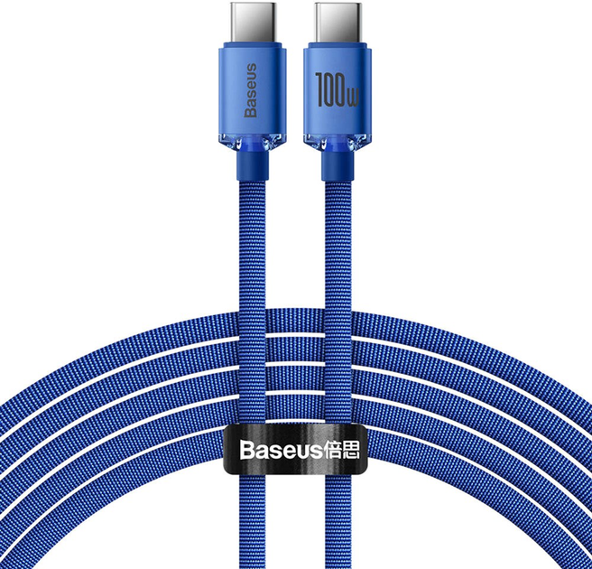 Kabel Baseus Crystal Shine Series Fast Charging Data Cable Type-C to Type-C 100 W 1.2 m Blue (CAJY000603) - obraz 1