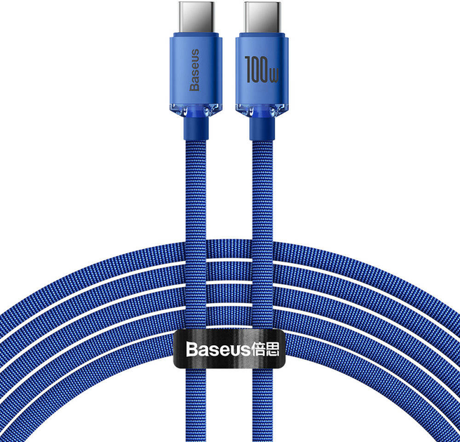 Kabel Baseus Crystal Shine Series Fast Charging Data Cable Type-C to Type-C 100 W 2 m Blue (CAJY000703) - obraz 1