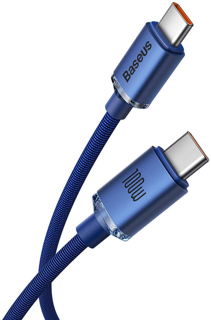 Кабель Baseus Crystal Shine Series Fast Charging Data Cable Type-C to Type-C 100 Вт 2 м Blue (CAJY000703) - зображення 2