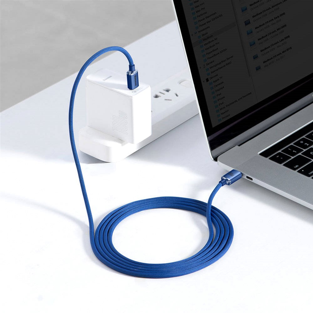 Kabel Baseus Crystal Shine Series Fast Charging Data Cable Type-C to Type-C 100 W 1.2 m Blue (CAJY000603) - obraz 8