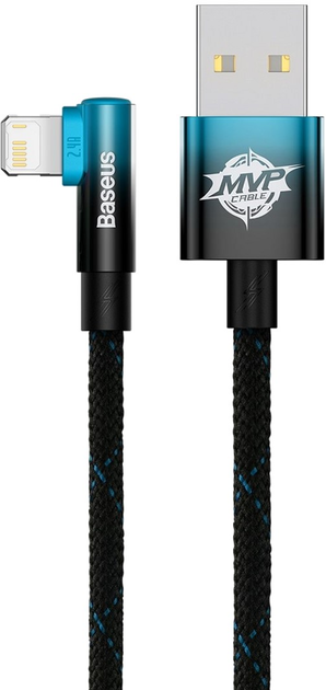 Kabel Baseus MVP 2 Elbow-shaped Fast Charging Data Cable USB to iP 2.4 A 2 m Black/Blue (CAVP000121) - obraz 1