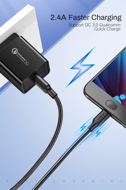 Кабель Ugreen US289 USB 2.0 to Micro Cable Nickel Plating 2 А 0.5 м Black (6957303861354) - зображення 5