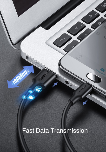 Кабель Ugreen US289 USB 2.0 to Micro Cable Nickel Plating 2 А 0.5 м Black (6957303861354) - зображення 7