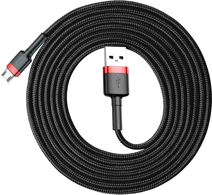 Кабель Baseus Cafule Cable USB for Micro 2 А 3 м Red/Black (CAMKLF-H91) - зображення 2