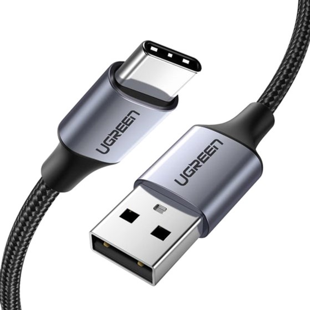 Кабель Ugreen US288 USB 2.0 to USB Type-C Cable Nickel Plating Aluminum Braid 3 А 0.25 м Black (6957303861248) - зображення 1