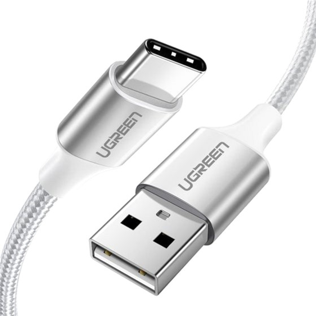 Кабель Ugreen US288 USB 2.0 to USB Type-C Cable Nickel Plating Aluminum Braid 3 А 2 м White (6957303861330) - зображення 1